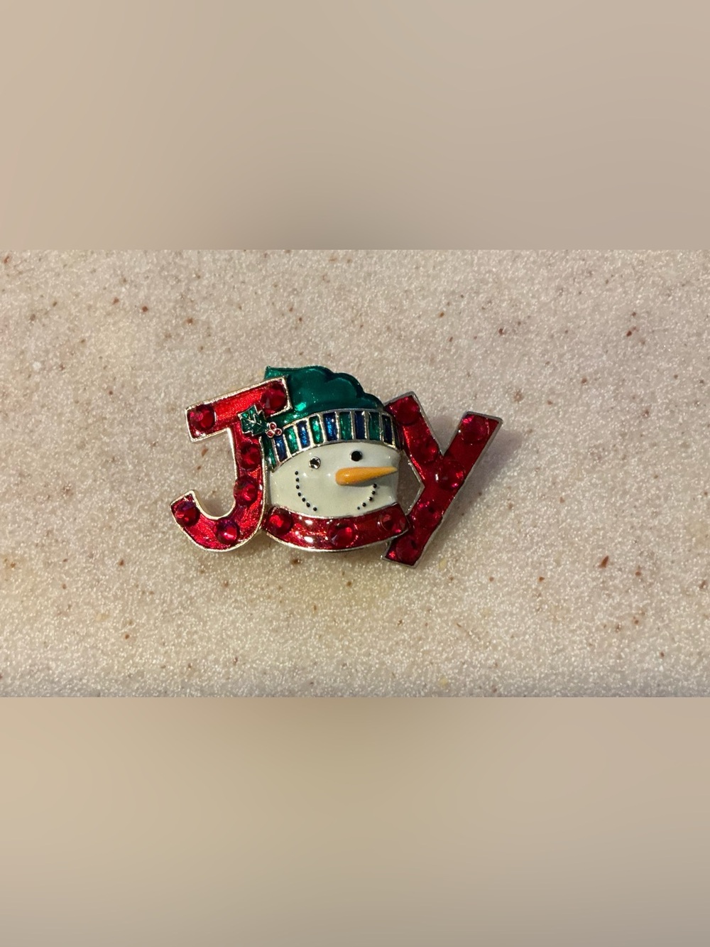 Joy Snowman Holiday Brooch - Red and Green 2012 FL